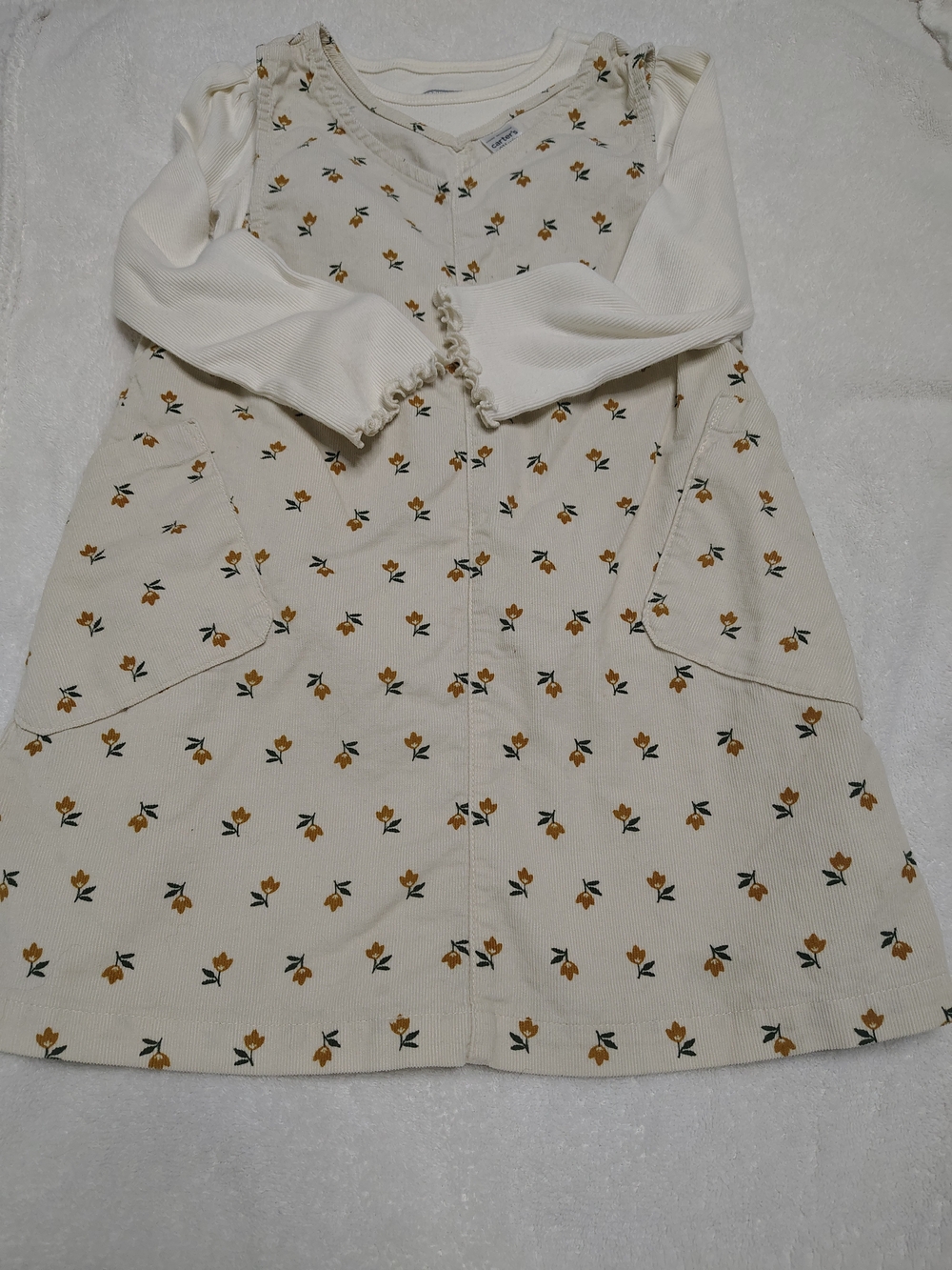 Carter's Cream Dress with Mustard Floral Print